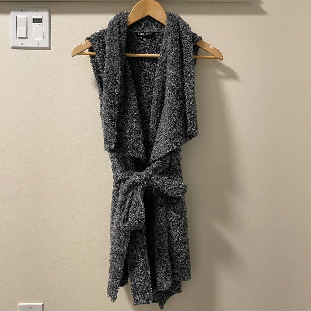 Fuzzy Sleeveless Cardigan